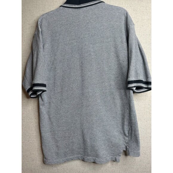 La Loving Marines Embroidered Polo Shirt    Houndstooth Pattern Blue White Sz L - Picture 2 of 6